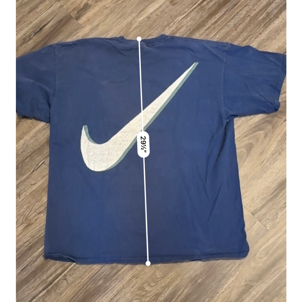 Vintage 95' Nike Swoosh By Nike T Shirt XL Made in the USA Blue Single Stitch - Picture 6 of 10